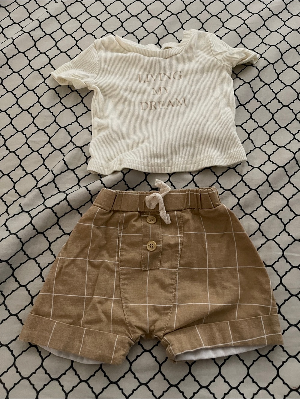 Rachel Zoe Kids Two-Piece Set in Cream and Tan